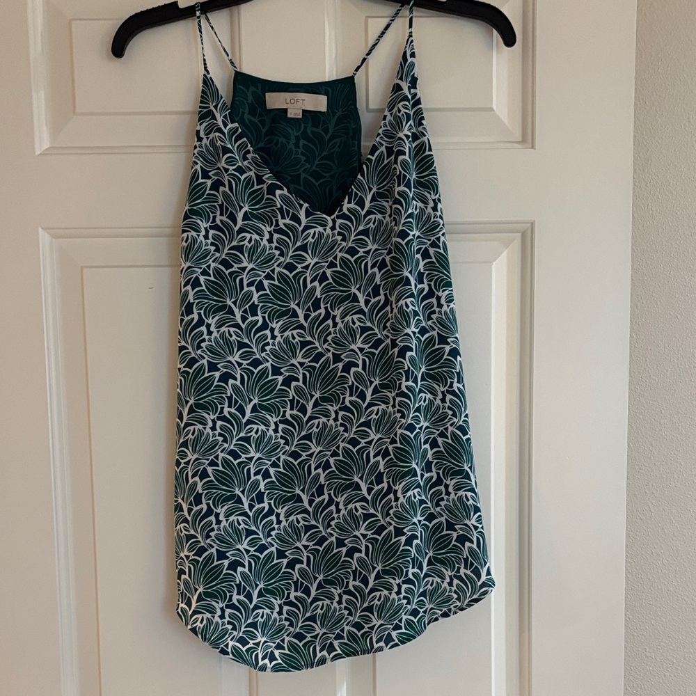 LOFT Teal and White Patterned Camisole